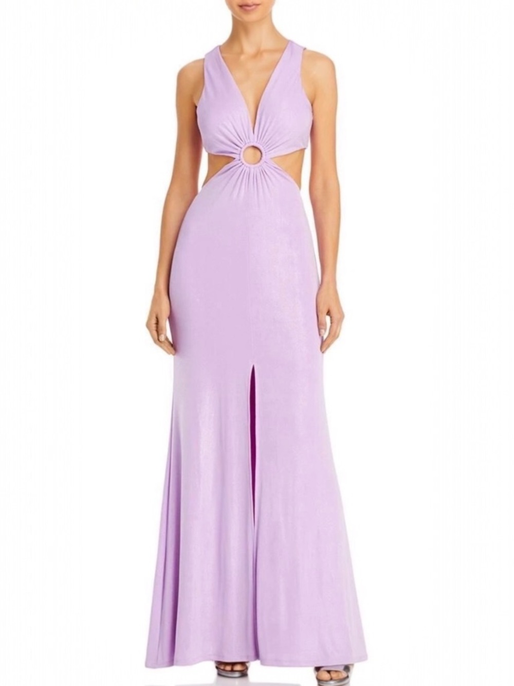 NWT AQUA Formal Bloomingdale's Purple Sleeveless Cutout Maxi Dress